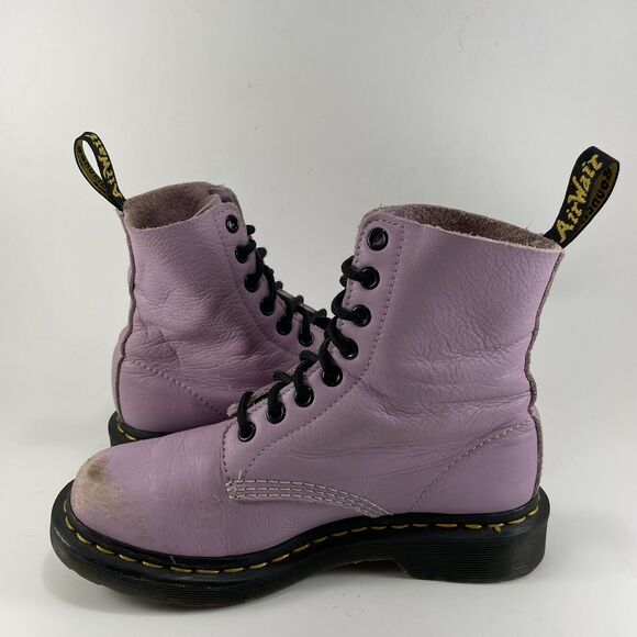 Dr Martens Doc 1460 Pascal Boots Womens Size 6 Lilac Purple Leather 8-Eye - Picture 6 of 11
